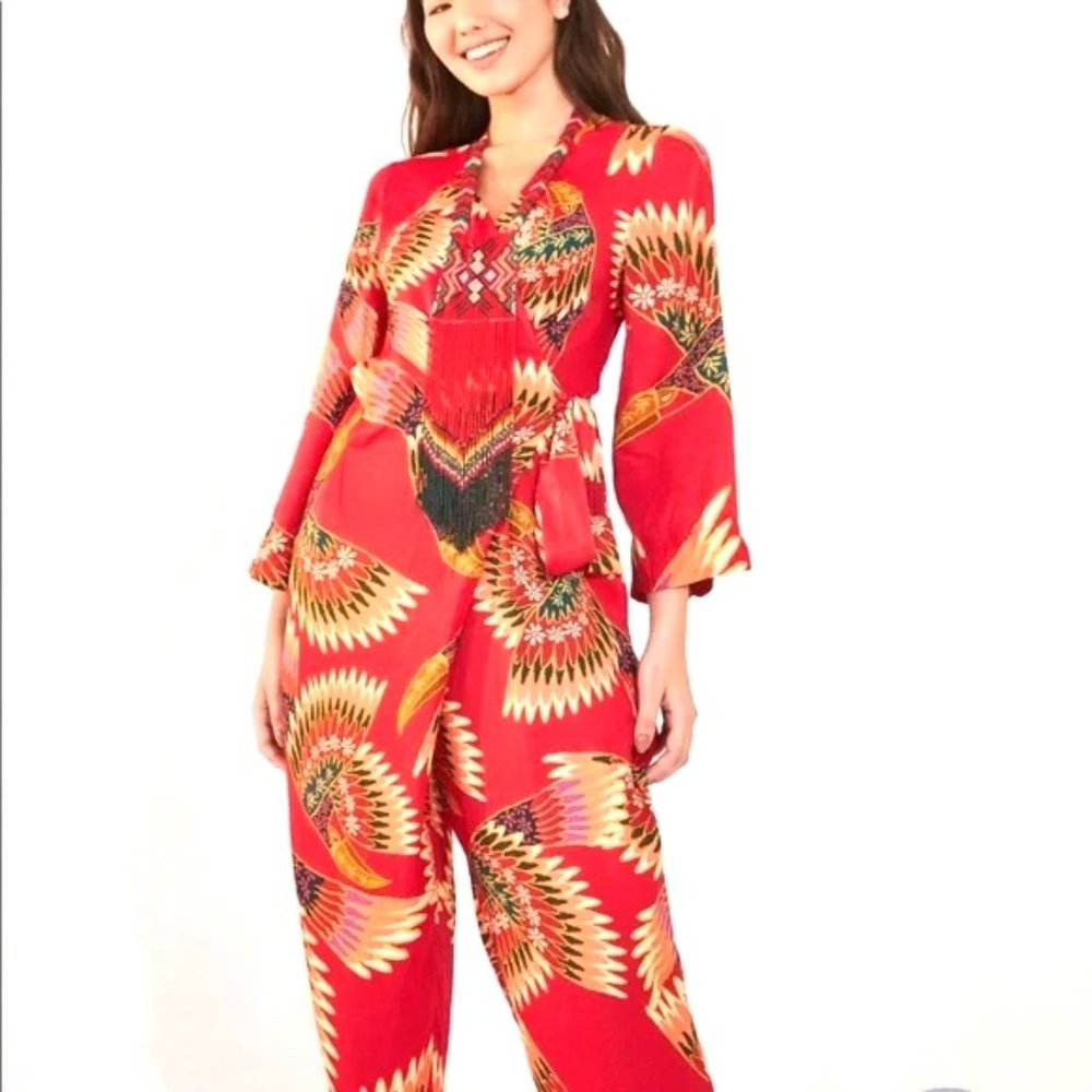 FARM Rio Red Wonderful Toucans Jumpsuit